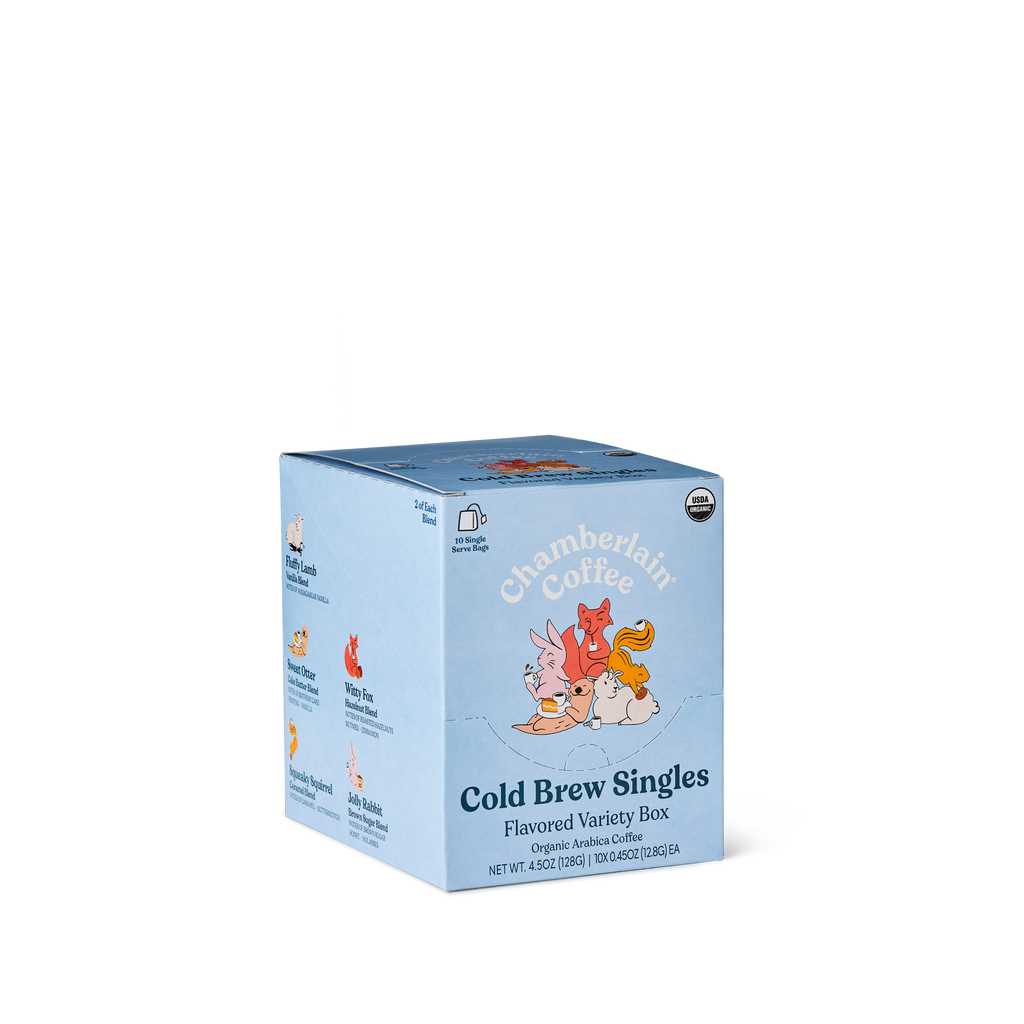 Organic Flavored Variety Cold Brew Singles  Product Shot Diagonal